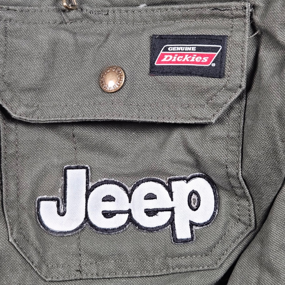 Dickies Hooded Canvas Jacket Mens Large Green Jeep Trail Rated USA Patches - Picture 5 of 9